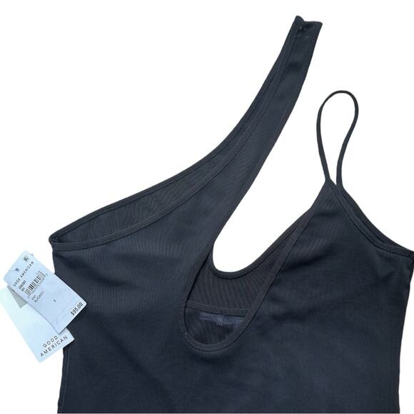 NWT Good American Black One Shoulder Sheer Mesh Bodysuit Size 3 Large Retail $95 - Picture 5 of 8